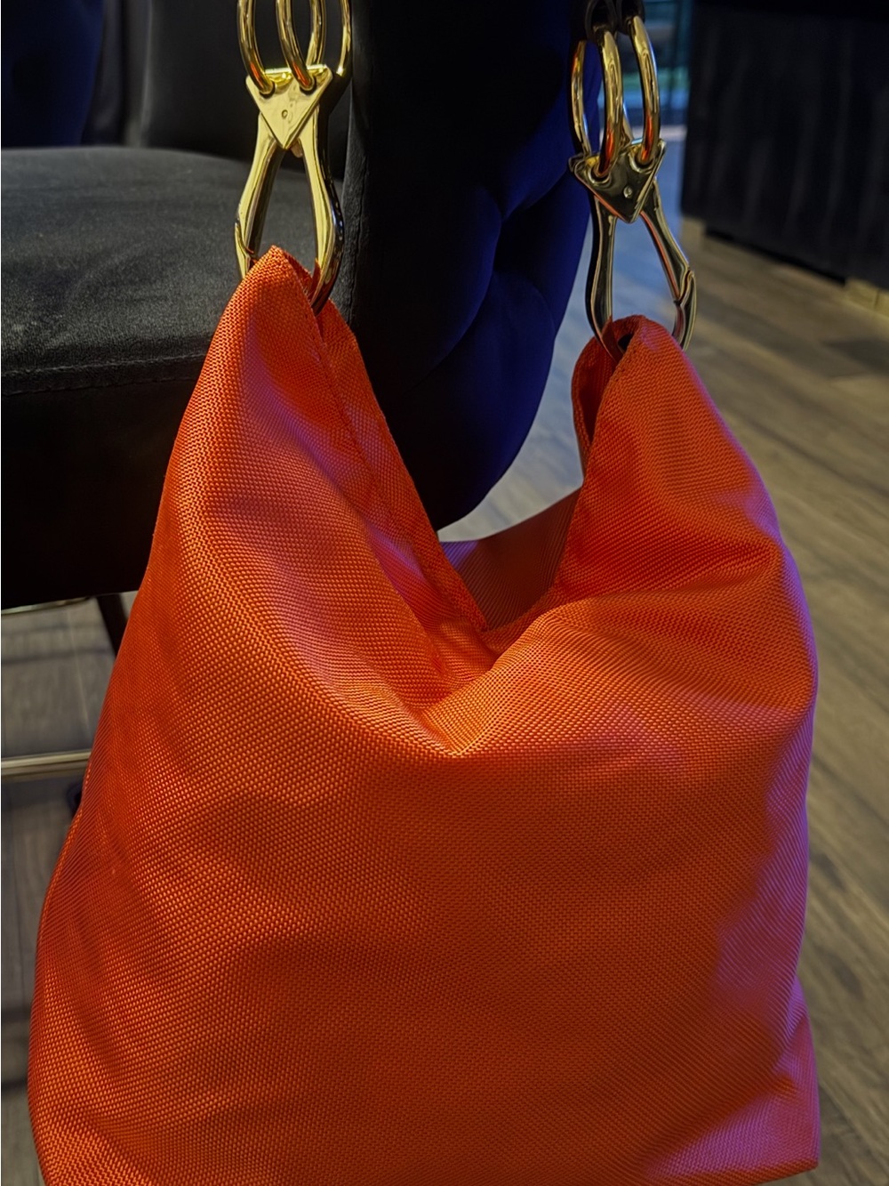 Everyday Sling Shoulder Bag in Vibrant Orange with Gold Accents